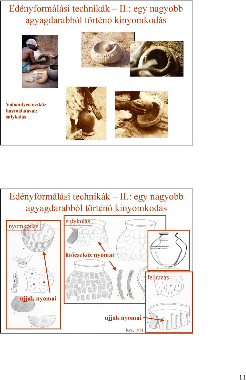 használatával: sulykolás : egy nagyobb agyagdarabból történő