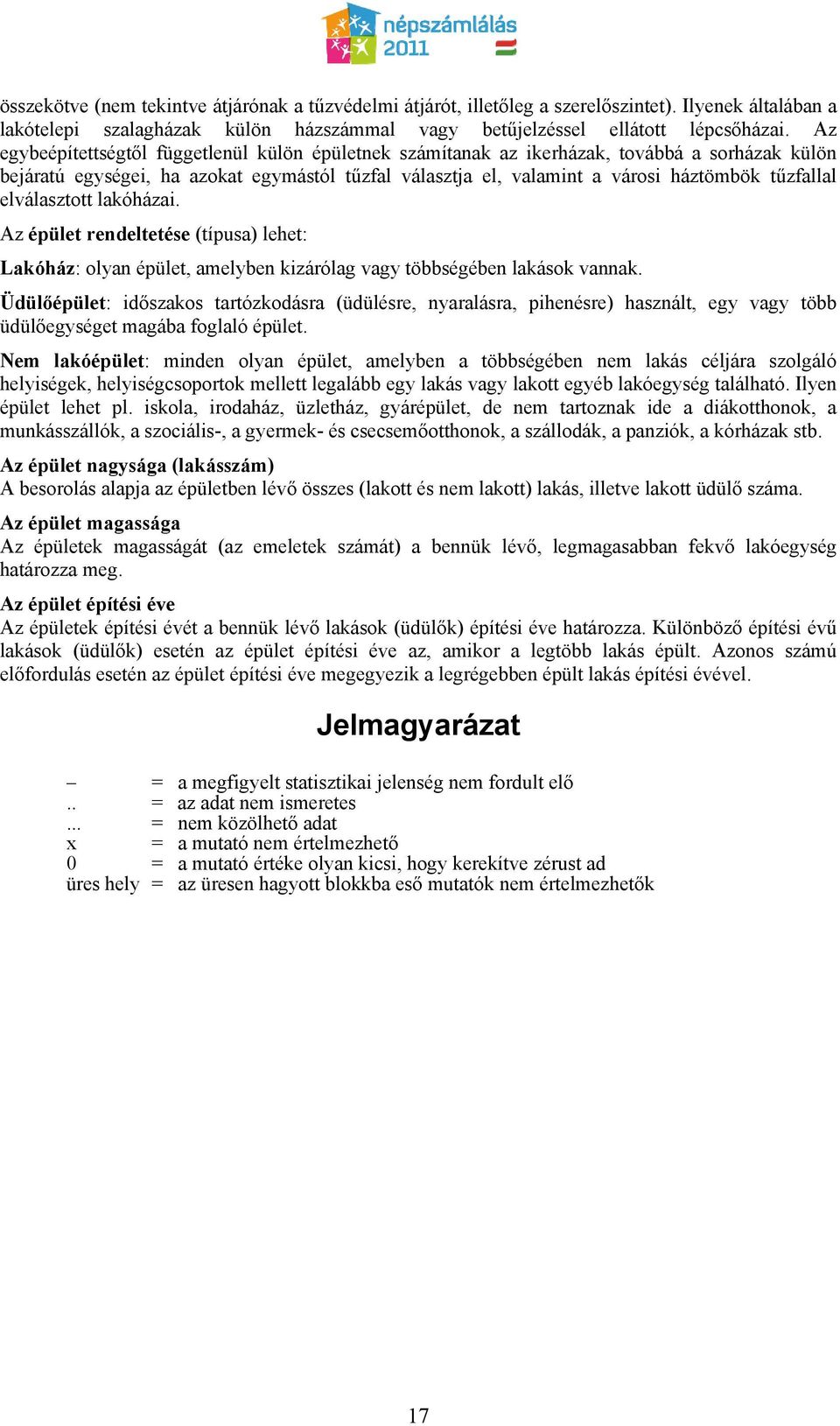 elválasztott lakóházai. Az épület rendeltetése (típusa) lehet: Lakóház: olyan épület, amelyben kizárólag vagy többségében lakások vannak.