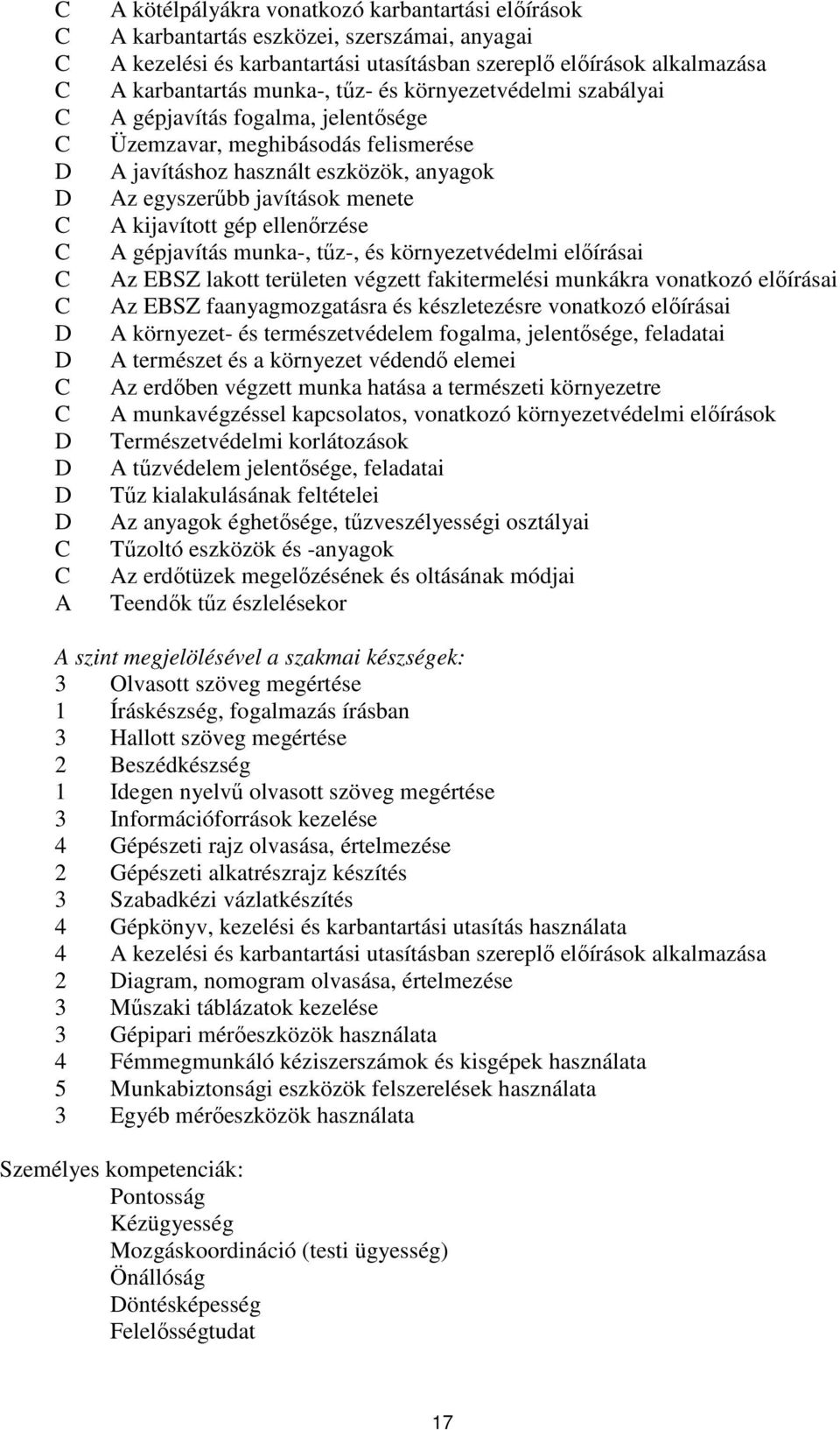 gépjavítás munka-, tűz-, és környezetvédelmi előírásai z EBSZ lakott területen végzett fakitermelési munkákra vonatkozó előírásai z EBSZ faanyagmozgatásra és készletezésre vonatkozó előírásai