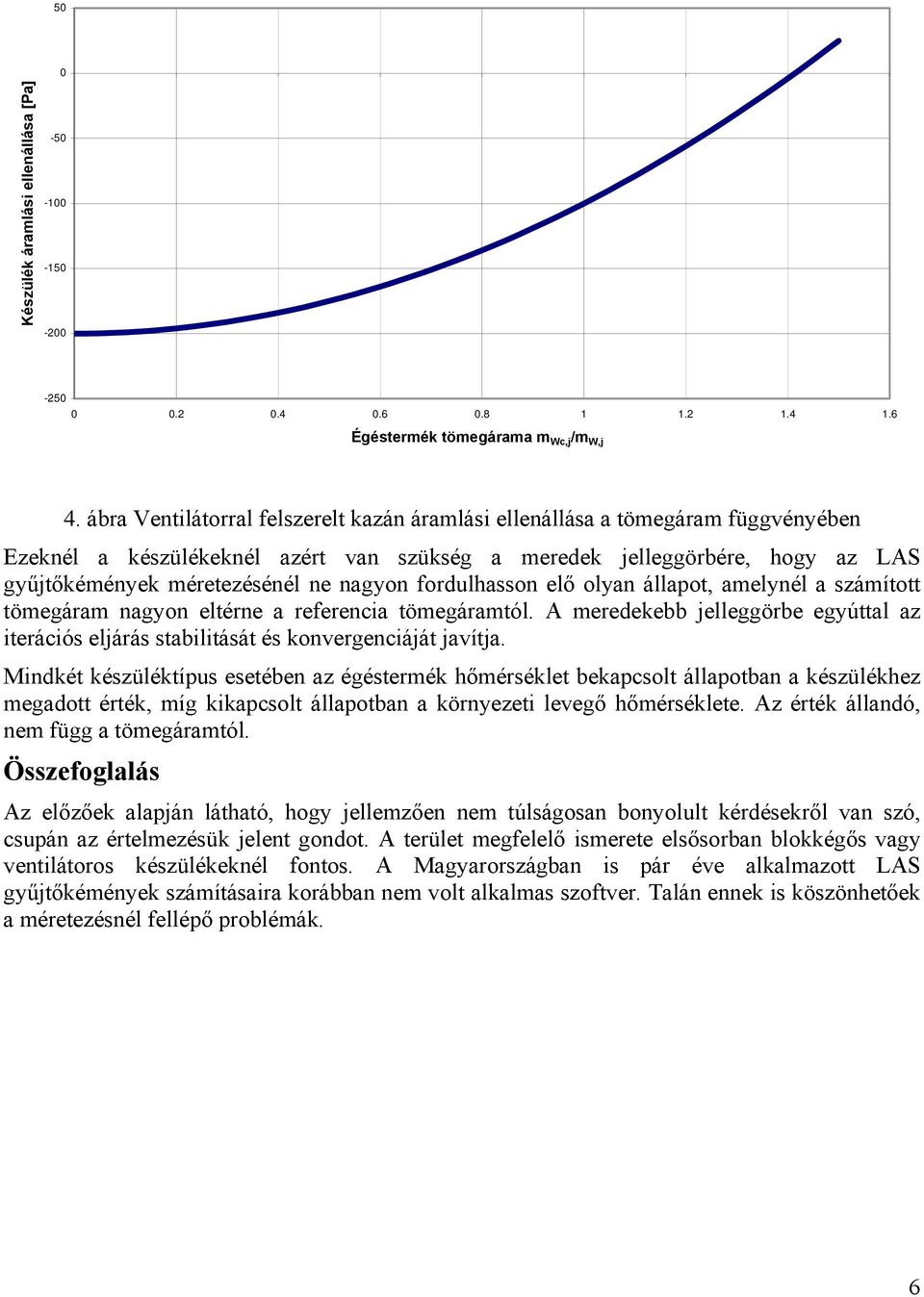 fordulhasson elő olyan állapot, amelynél a számított tömegáram nagyon eltérne a referencia tömegáramtól. A meredekebb elleggörbe egyúttal az iterációs elárás stabilitását és konvergenciáát avíta.