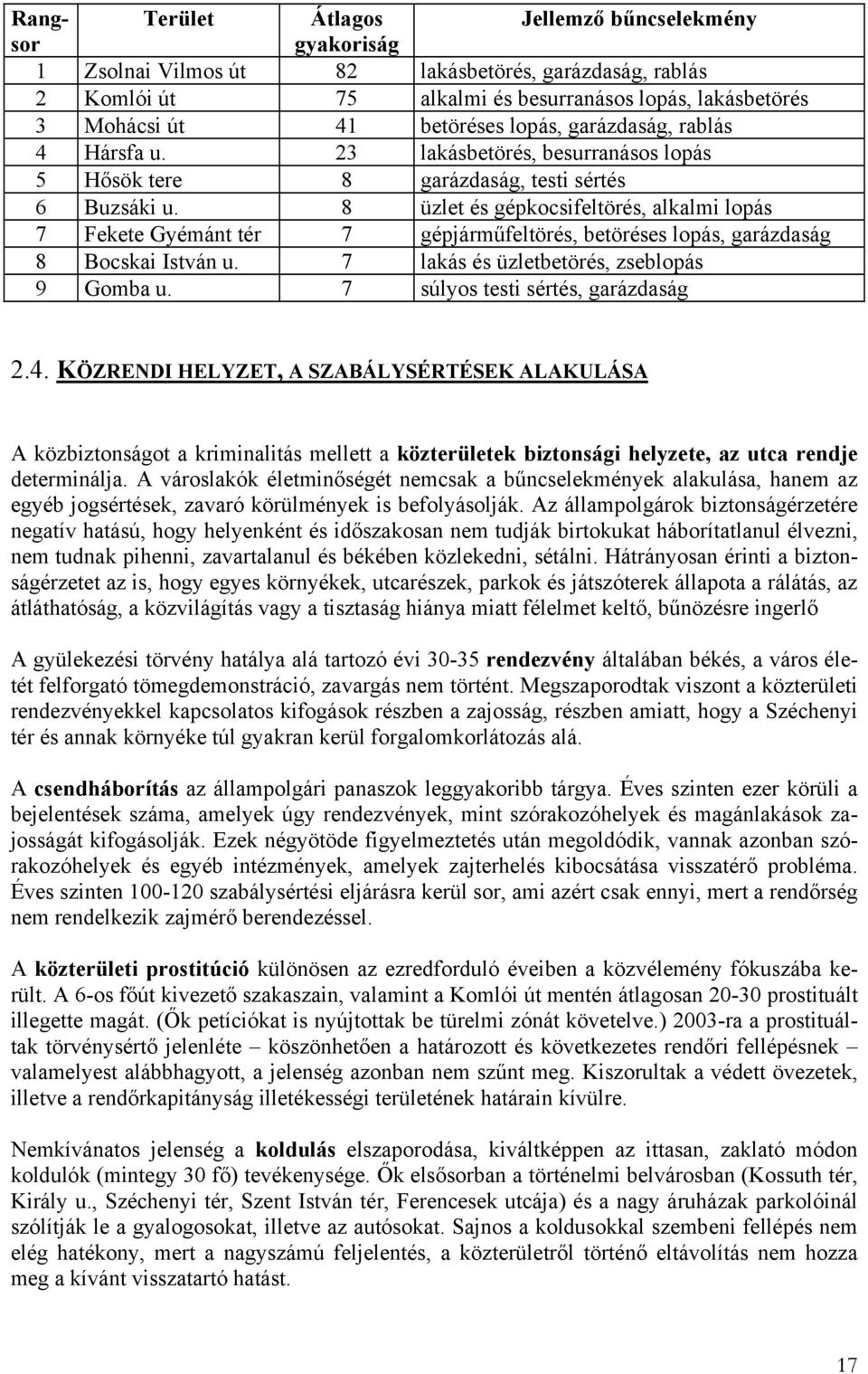 8 üzlet és gépkocsifeltörés, alkalmi lopás 7 Fekete Gyémánt tér 7 gépjárműfeltörés, betöréses lopás, garázdaság 8 Bocskai István u. 7 lakás és üzletbetörés, zseblopás 9 Gomba u.