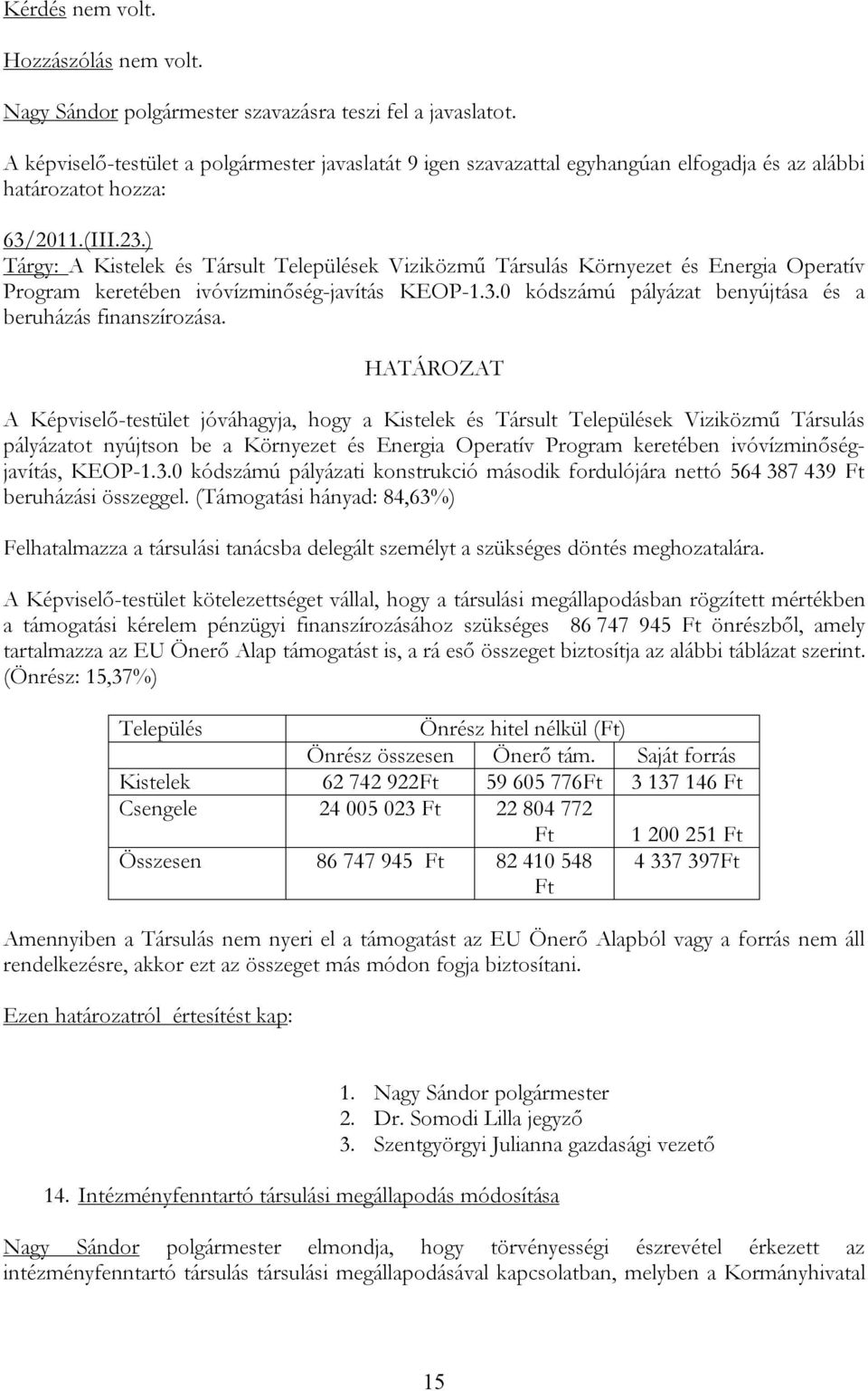 0 kódszámú pályázati konstrukció második fordulójára nettó 564 387 439 Ft beruházási összeggel.