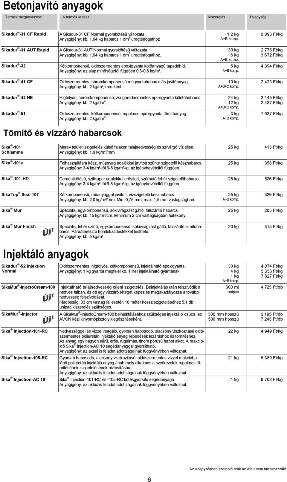 Kétkomponensű, oldószermentes epoxigyanta kötőanyagú tapadóhíd. Anyagigény: az alap minőségétől függően 0,3-0,8 kg/m².