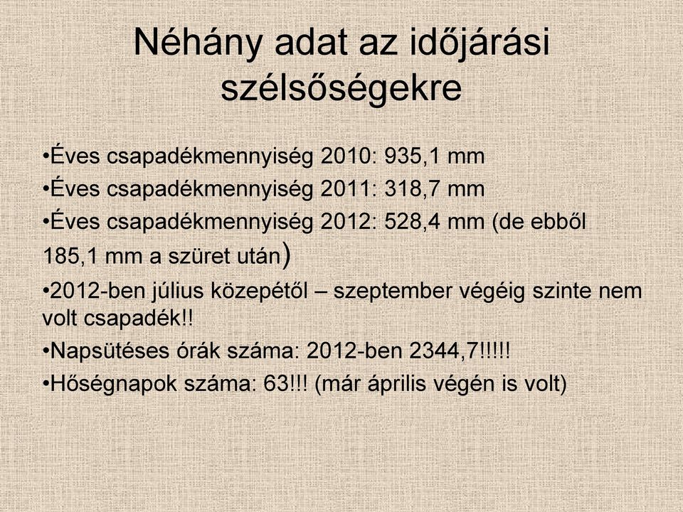 mm a szüret után) 2012-ben július közepétől szeptember végéig szinte nem volt csapadék!