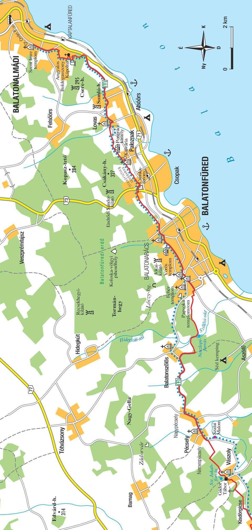 Veszprémfajsz Hidegkút Baatonszôôs Aszófô Fesôörs Lovas Tótvázsony 314 Nagy-Gea Csopak BALATONFÜRED BALATONALMÁDI Szent Imre tempom Kávária Paoznak 71 Asóörs Barnag Fehér tempom