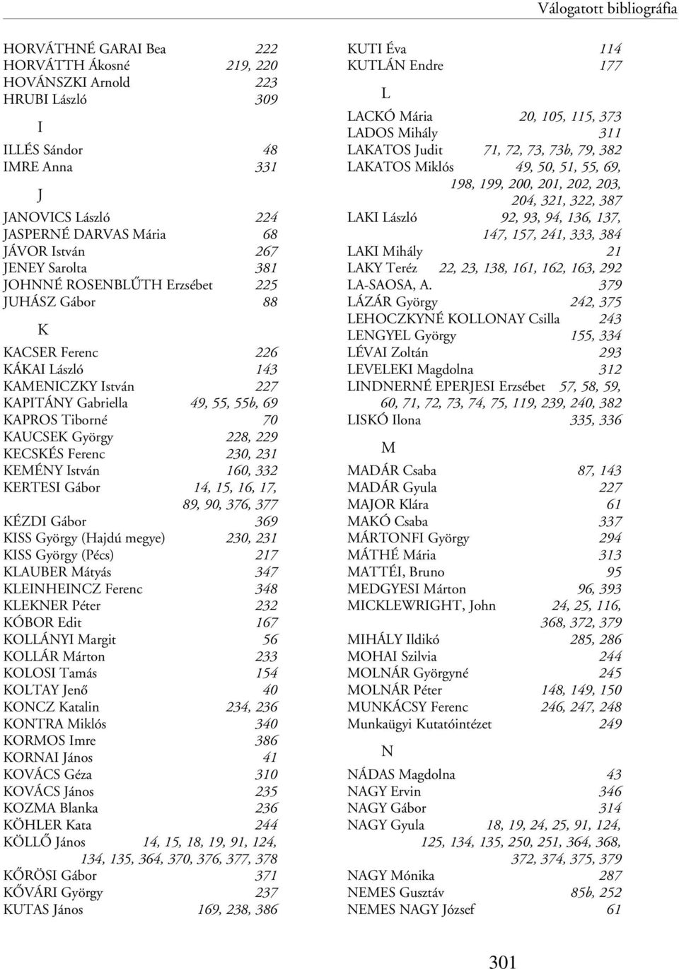 György 228, 229 KECSKÉS Ferenc 230, 231 KEMÉNY István 160, 332 KERTESI Gábor 14, 15, 16, 17, 89, 90, 376, 377 KÉZDI Gábor 369 KISS György (Hajdú megye) 230, 231 KISS György (Pécs) 217 KLAUBER Mátyás