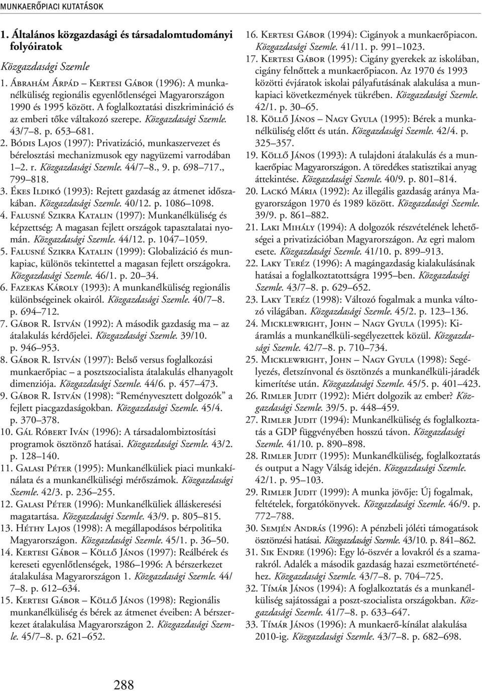 Közgazdasági Szemle. 43/7 8. p. 653 681. 2. Bódis Lajos (1997): Privatizáció, munkaszervezet és bérelosztási mechanizmusok egy nagyüzemi varrodában 1 2. r. Közgazdasági Szemle. 44/7 8., 9. p. 698 717.
