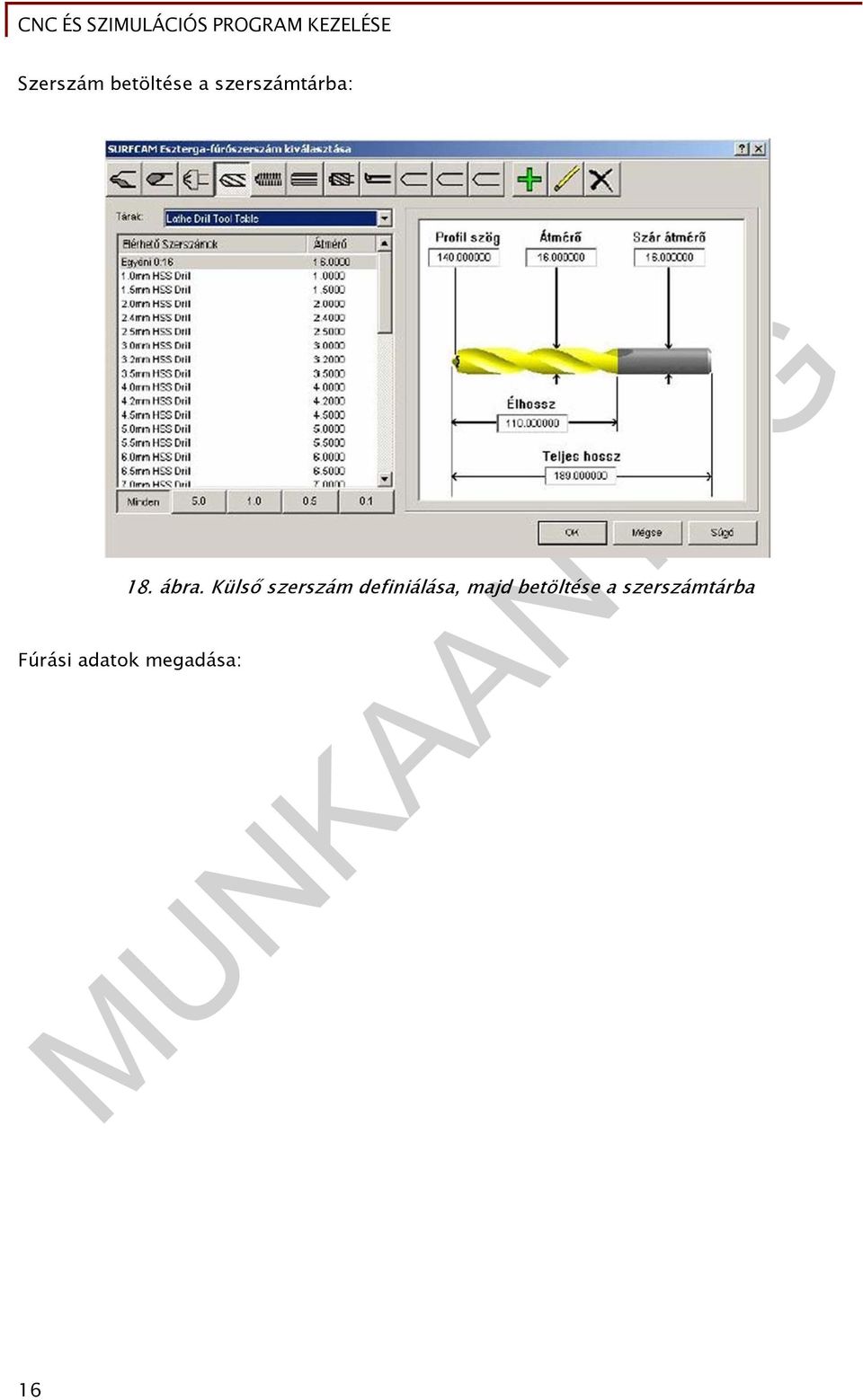 Külső szerszám definiálása, majd