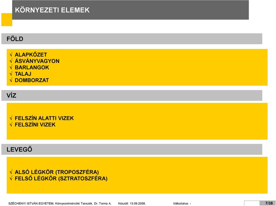 (TROPOSZFÉRA) FELSŐ LÉGKÖR (SZTRATOSZFÉRA) SZÉCHENYI ISTVÁN EGYETEM,