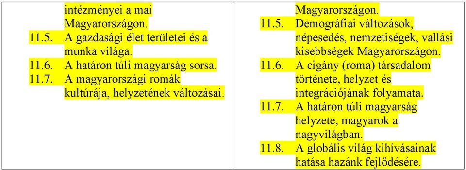 Demográfiai változások, népesedés, nemzetiségek, vallási kisebbségek 11.6.