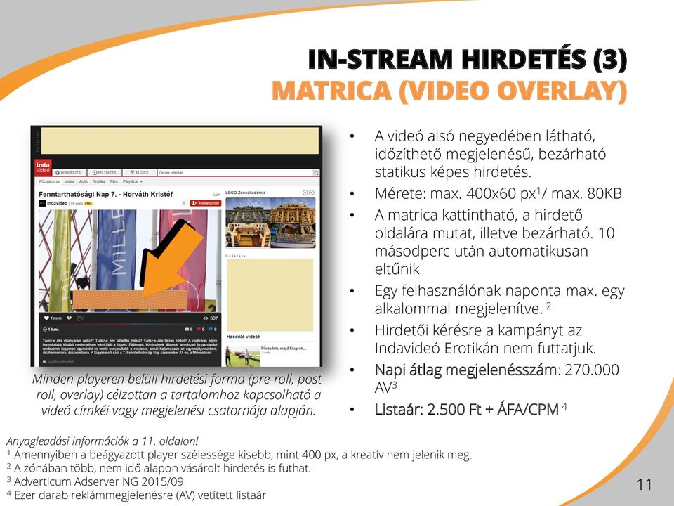 80KB A matrica kattintható, a hirdető oldalára mutat, illetve bezárható. 10 másodperc után automatikusan eltűnik Egy felhasználónak naponta max. egy alkalommal megjelenítve.