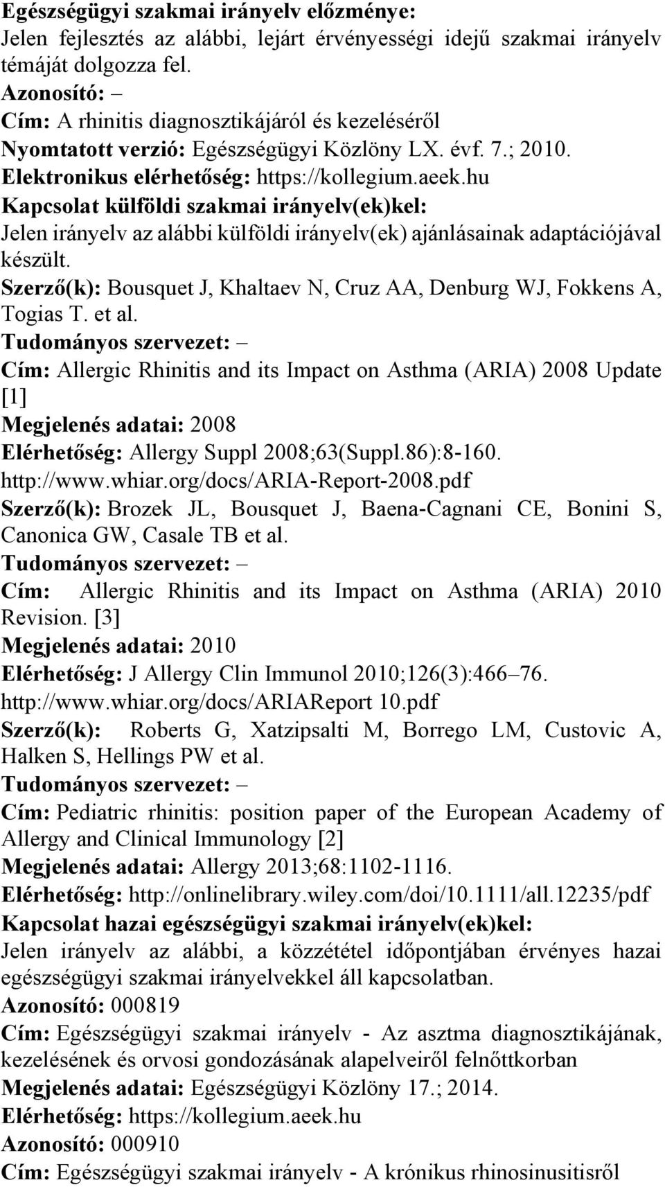 Az Emberi Erőforrások Minisztériuma szakmai irányelve az allergiás rhinitis  ellátásáról - PDF Ingyenes letöltés