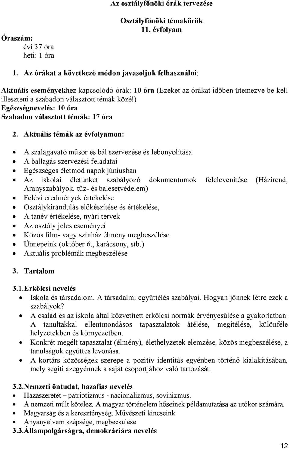 2. Az osztályfőnöki órák általános fejlesztési követelményei és azok  tartalma - PDF Free Download