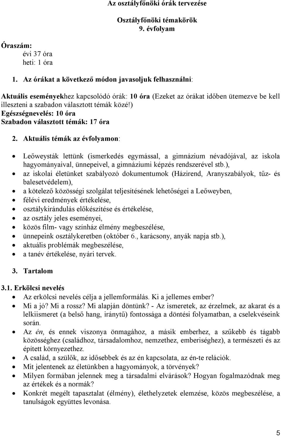 2. Az osztályfőnöki órák általános fejlesztési követelményei és azok  tartalma - PDF Free Download