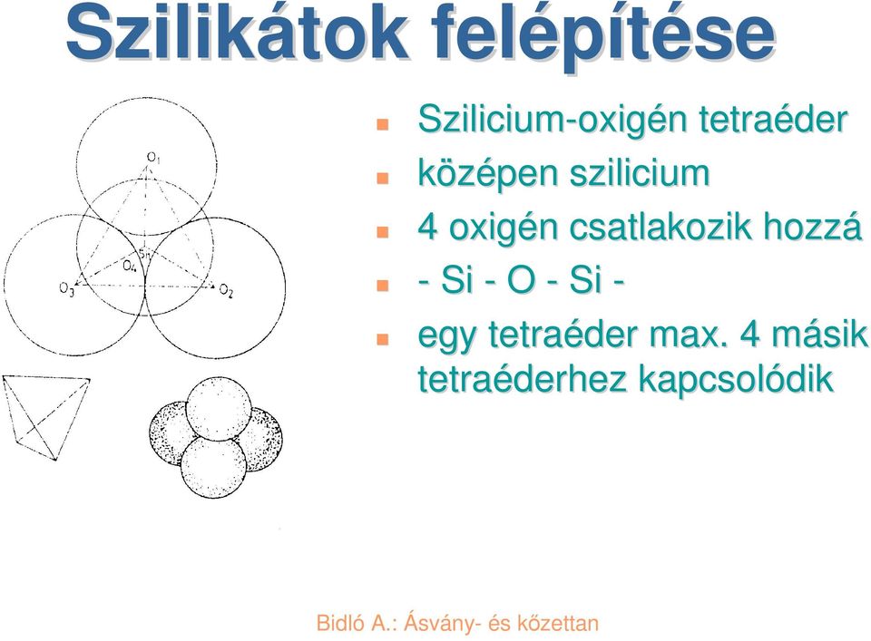 oxigén n csatlakozik hozzá - Si - O - Si -