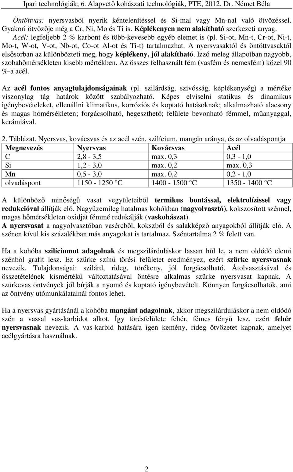 A nyersvasaktól és öntöttvasaktól elsősorban az különbözteti meg, hogy képlékeny, jól alakítható. Izzó meleg állapotban nagyobb, szobahőmérsékleten kisebb mértékben.