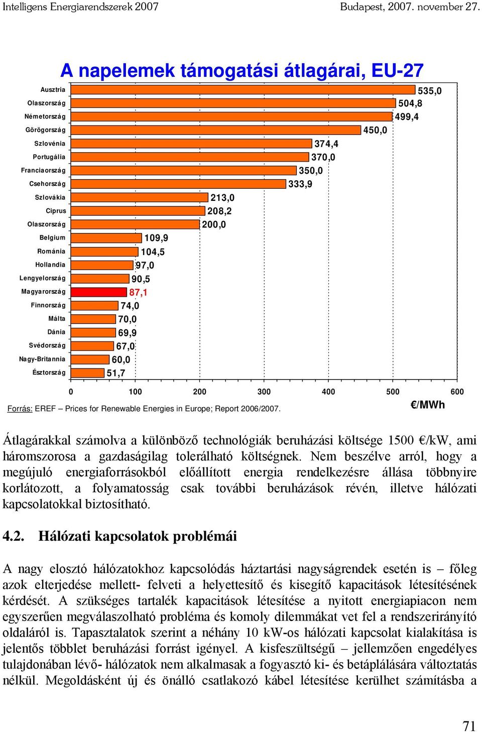 Svédország Nagy-Britannia Észtország A napelemek támogatási átlagárai, EU-27 109,9 104,5 97,0 90,5 87,1 74,0 70,0 69,9 67,0 60,0 51,7 213,0 208,2 200,0 374,4 370,0 350,0 333,9 450,0 535,0 504,8 499,4