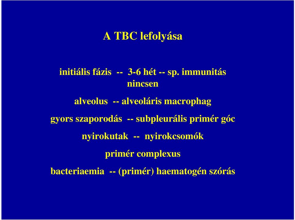 szaporodás -- subpleurális primér góc nyirokutak --