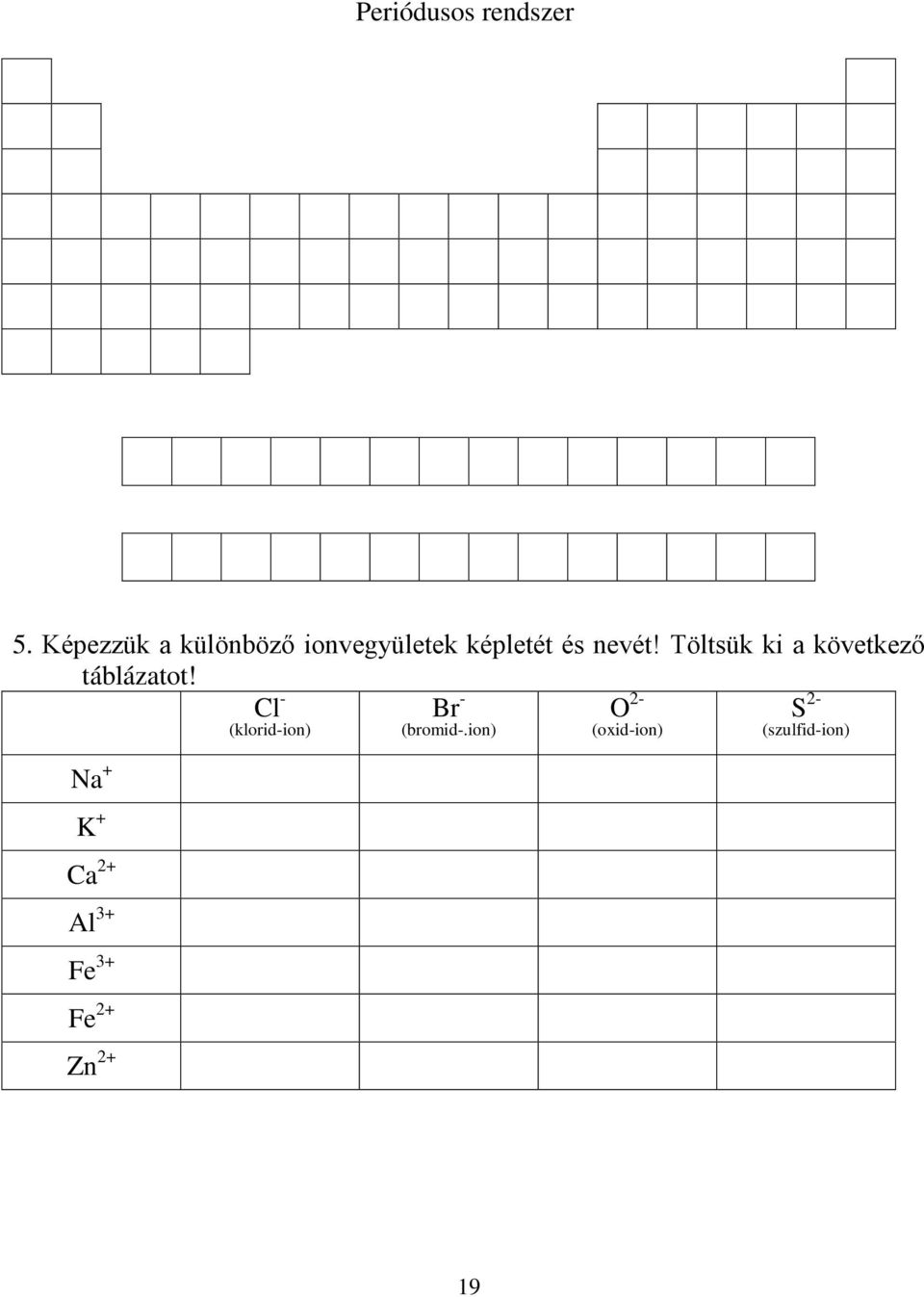 Töltsük ki a következő táblázatot!