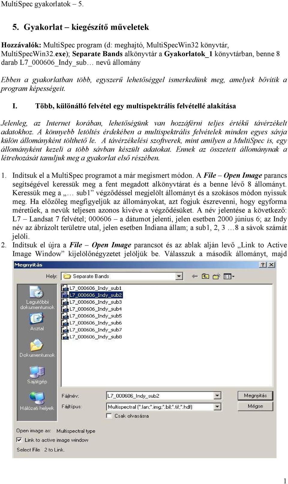 képességeit. I. Több, különálló felvétel egy multispektrális felvétellé alakítása Jelenleg, az Internet korában, lehetőségünk van hozzáférni teljes értékű távérzékelt adatokhoz.