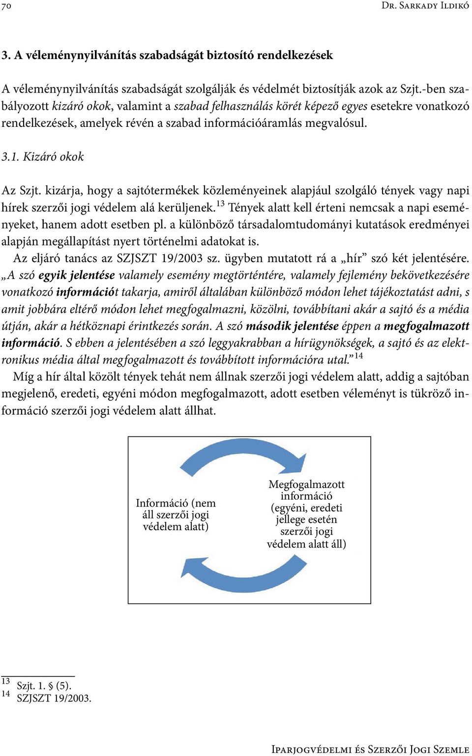 kizárja, hogy a sajtótermékek közleményeinek alapjául szolgáló tények vagy napi hírek szerzői jogi védelem alá kerüljenek.