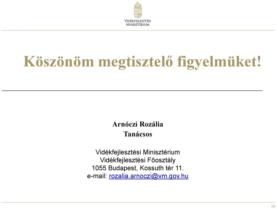Minisztérium Vidékfejlesztési Főosztály 1055