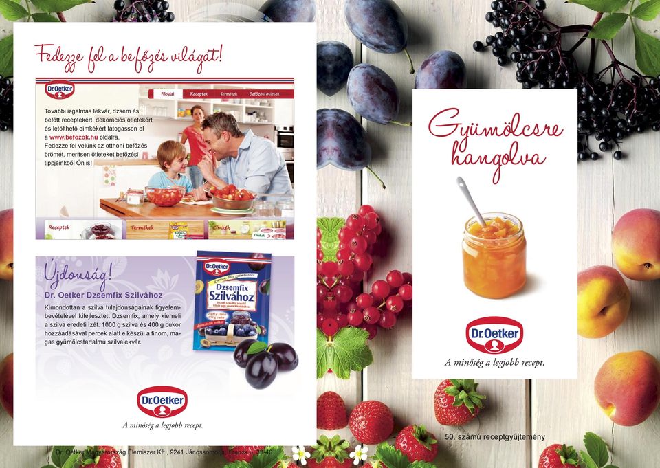 Oetker Dzsemfix Szilvához Kimondottan a szilva tulajdonságainak figyelembevételével kifejlesztett Dzsemfix, amely kiemeli a szilva eredeti ízét.