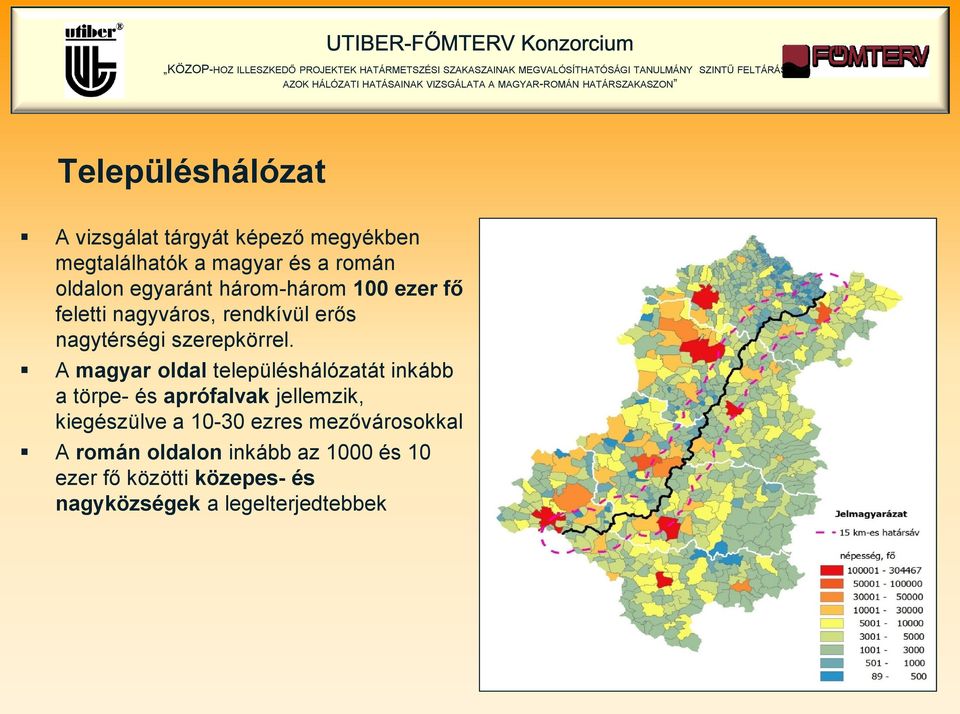A magyar oldal településhálózatát inkább a törpe- és aprófalvak jellemzik, kiegészülve a 10-30 ezres