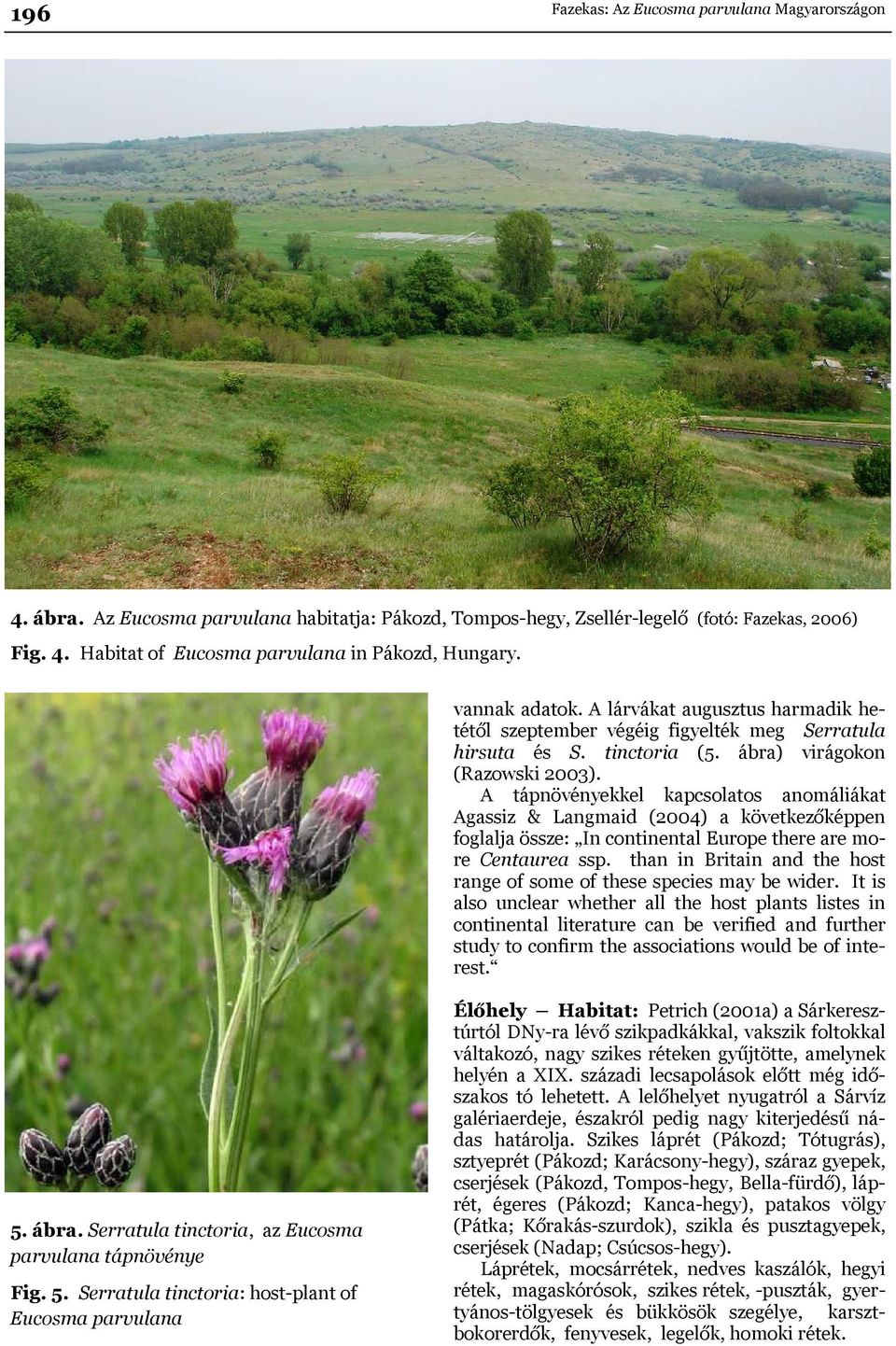 A tápnövényekkel kapcsolatos anomáliákat Agassiz & Langmaid (2004) a következőképpen foglalja össze: In continental Europe there are more Centaurea ssp.