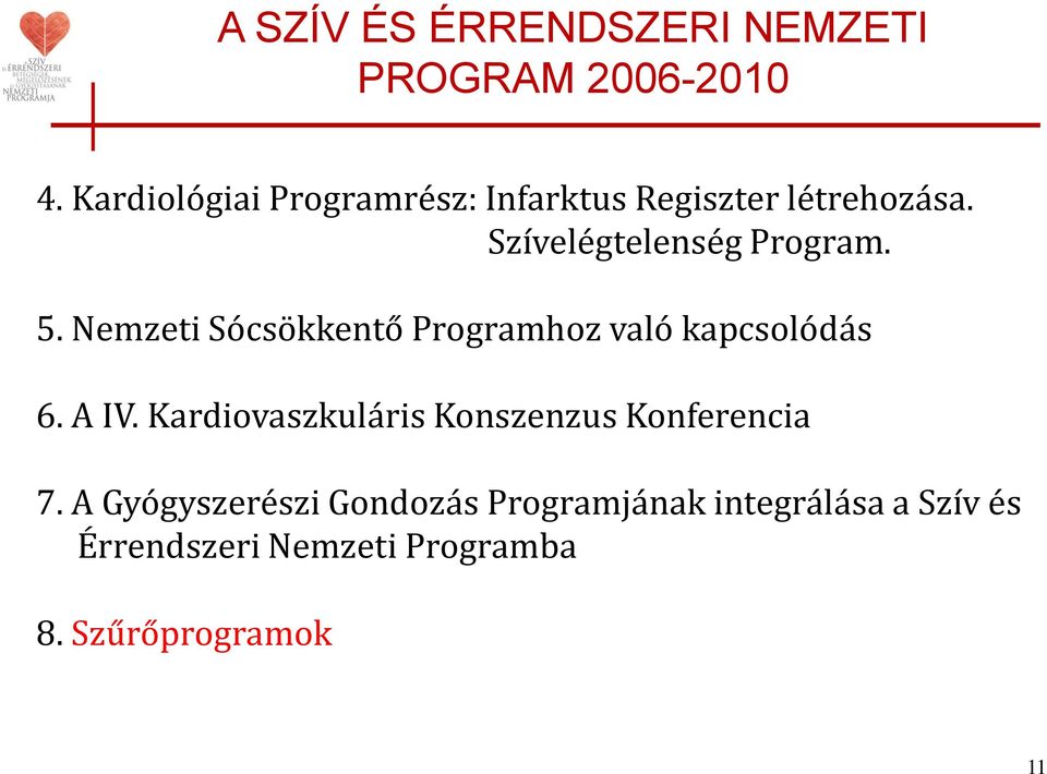 Nemzeti Sócsökkentő Programhoz való kapcsolódás 6. A IV.