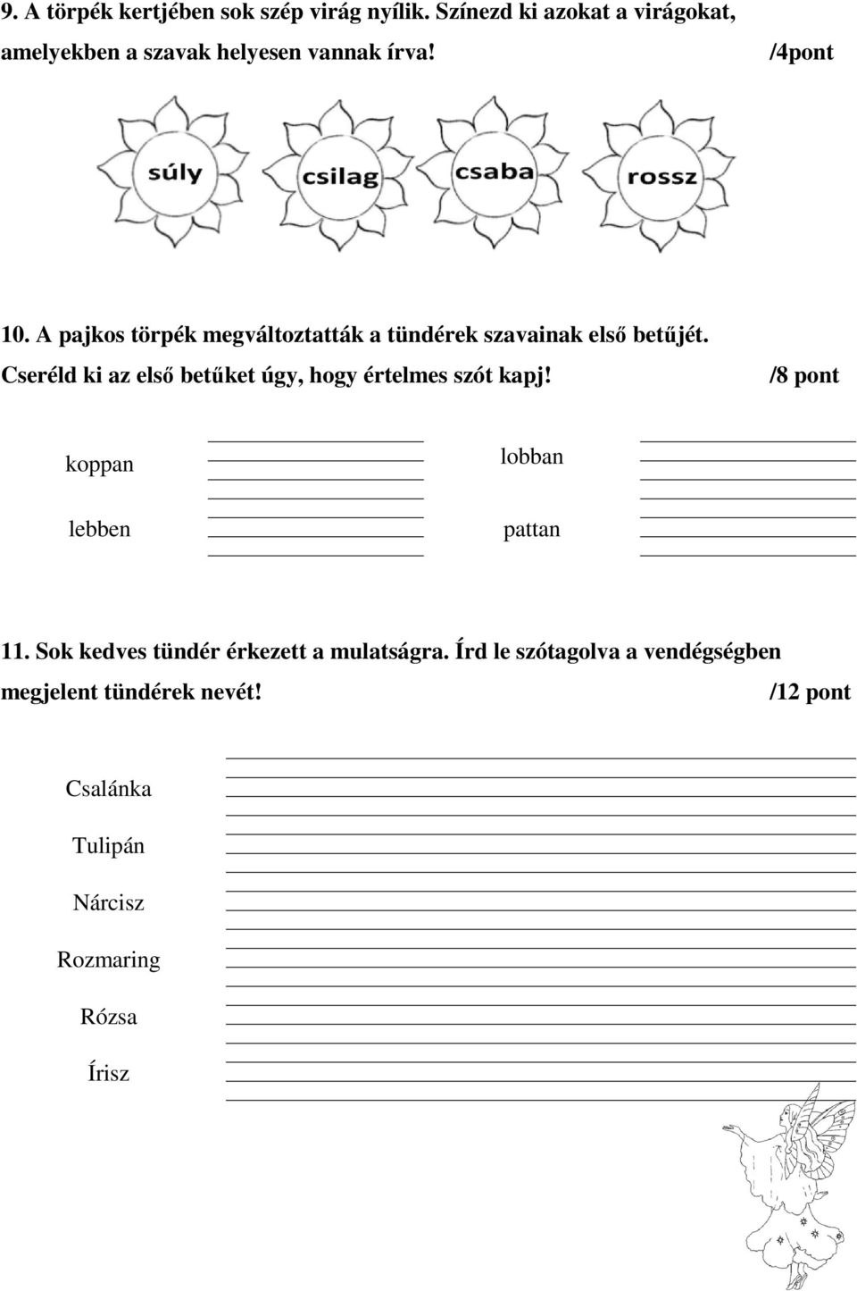 A pajkos törpék megváltoztatták a tündérek szavainak első betűjét.