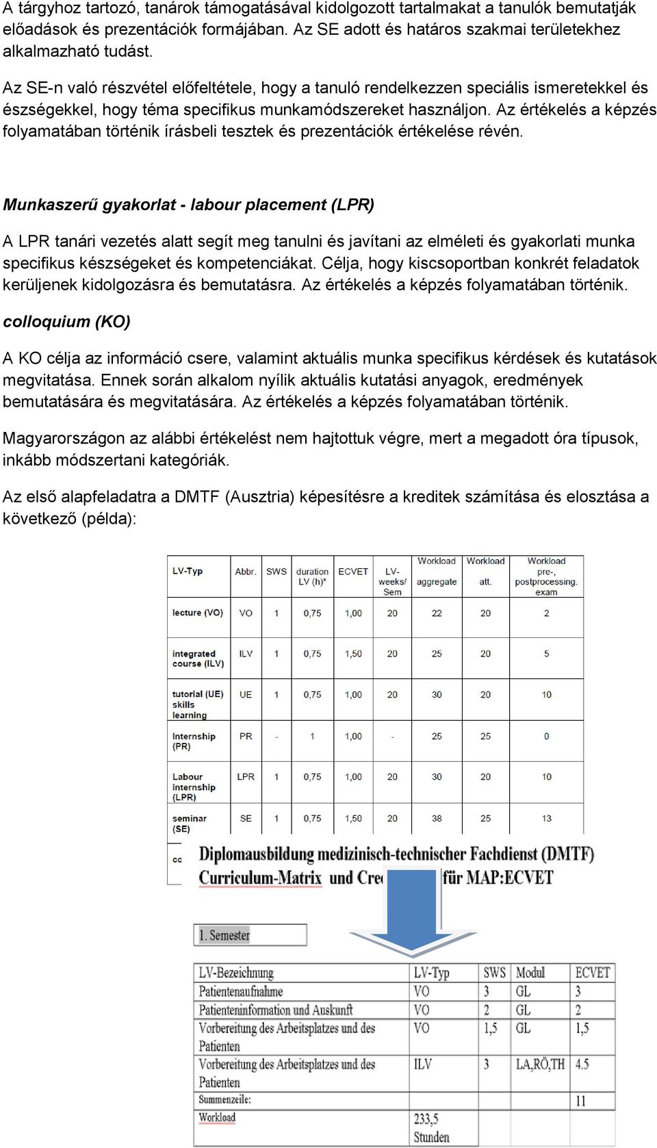 Az értékelés a képzés folyamatában történik írásbeli tesztek és prezentációk értékelése révén.