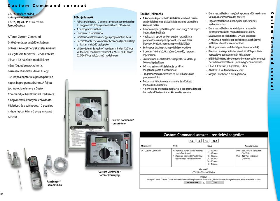 Rendelkezésre állnak a 12-48 zónás modellekhez négy független programmal, összesen 16 indítási idővel és egy 365-napos naptárral a páros/páratlan napos beprogramozásához.