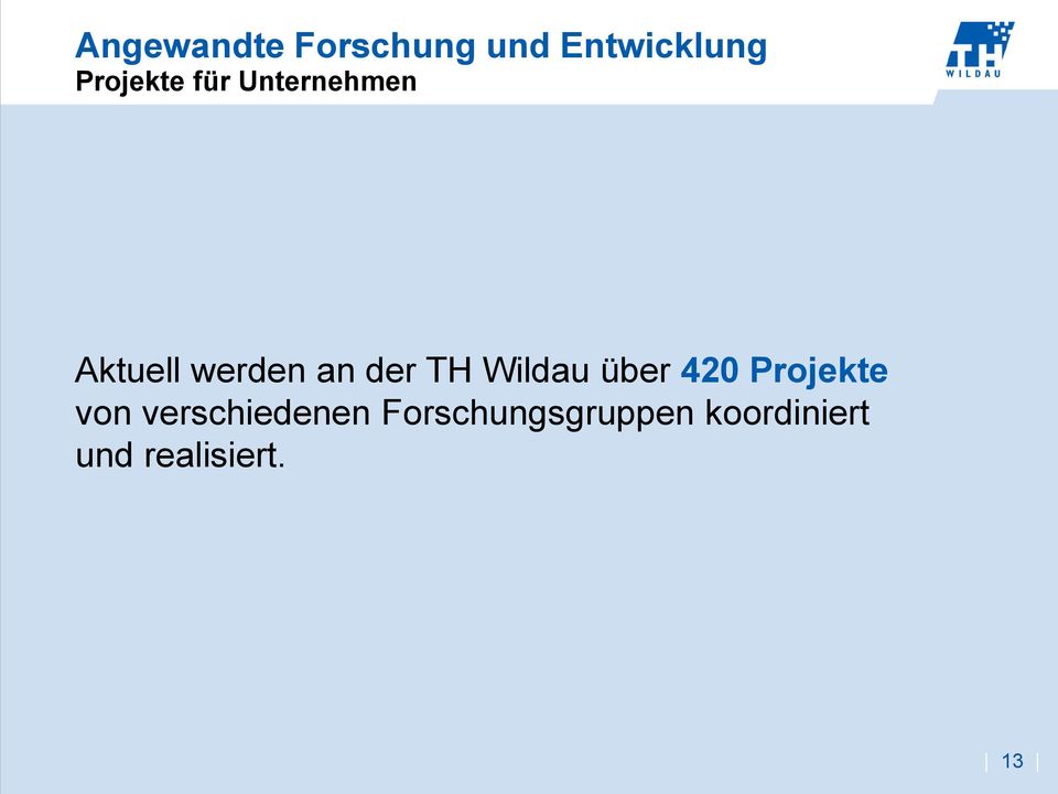 der TH Wildau über 420 Projekte von