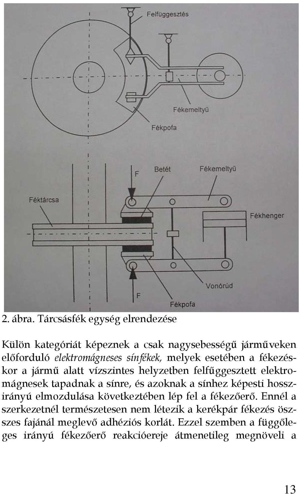 esetében a fékezéskor a jármű alatt vízszintes helyzetben felfűggesztett elektromágnesek tapadnak a sínre, és azoknak a sínhez