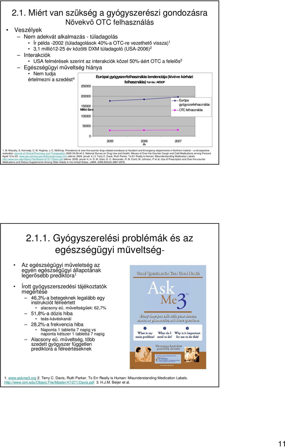 250000 Európai gyógyszerfelhasználás tendenciája (kivéve kórházi felhasználás) forrás: AESGP 200000 150000 Millió Euro 100000 Európa gyógyszerfelhasználás OTC felhasználás 50000 0 2005 2006 2007 év 1.