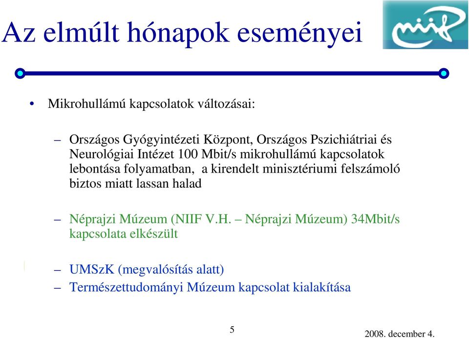 folyamatban, a kirendelt minisztériumi felszámoló biztos miatt lassan halad Néprajzi Múzeum (NIIF V.H.