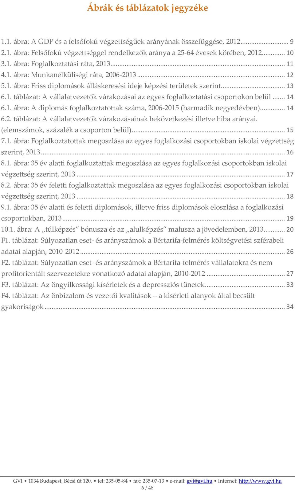 .. 14 6.1. ábra: A diplomás foglalkoztatottak száma, 2006-2015 (harmadik negyedévben)... 14 6.2. táblázat: A vállalatvezetők várakozásainak bekövetkezési illetve hiba arányai.