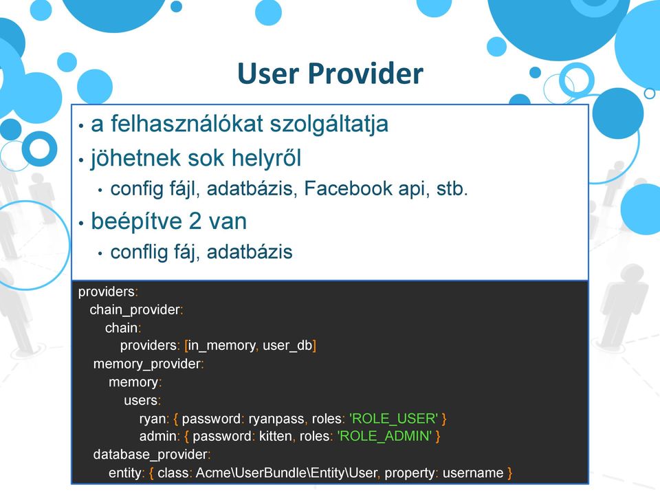 user_db] memory_provider: memory: users: ryan: { password: ryanpass, roles: 'ROLE_USER' admin: {