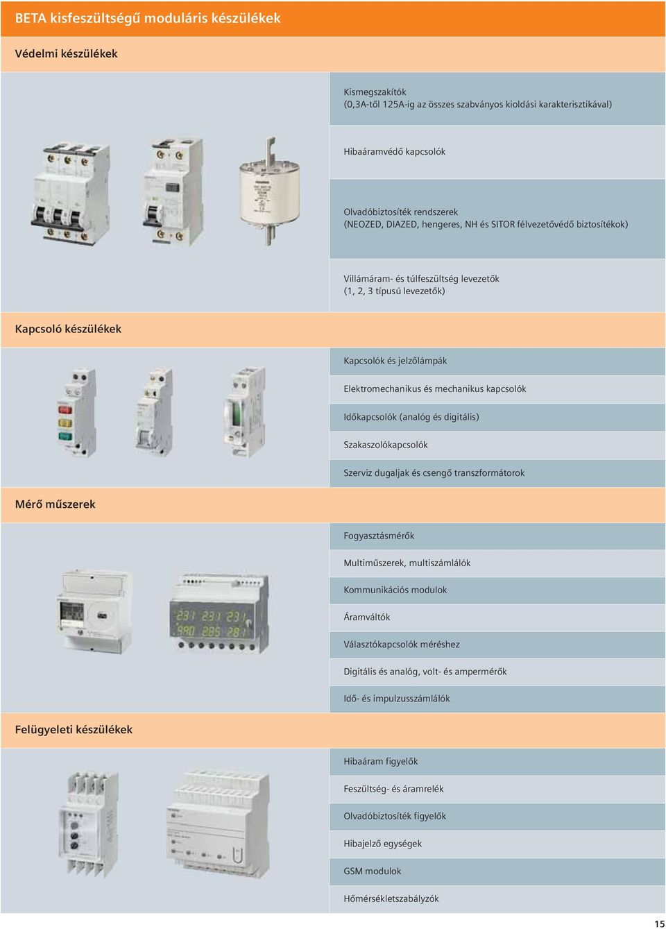 mechanikus kapcsolók Idôkapcsolók (analóg és digitális) Szakaszolókapcsolók Szerviz dugaljak és csengô transzformátorok Mérô mûszerek Fogyasztásmérôk Multimûszerek, multiszámlálók Kommunikációs