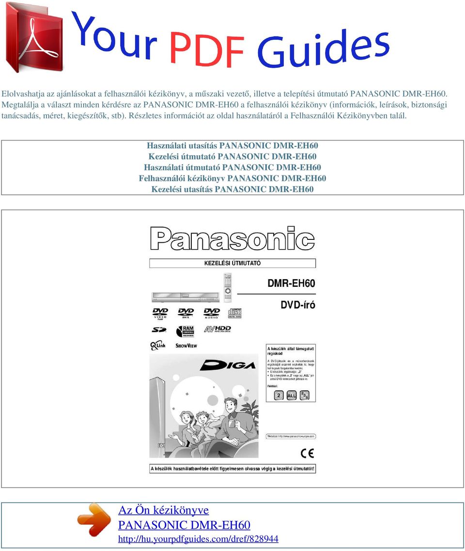 Az Ön kézikönyve PANASONIC DMR-EH60 - PDF Free Download