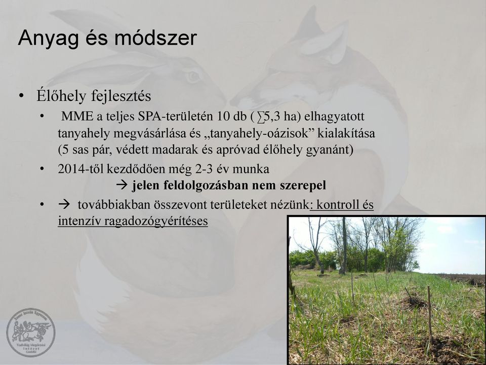 madarak és apróvad élőhely gyanánt) 2014-től kezdődően még 2-3 év munka jelen