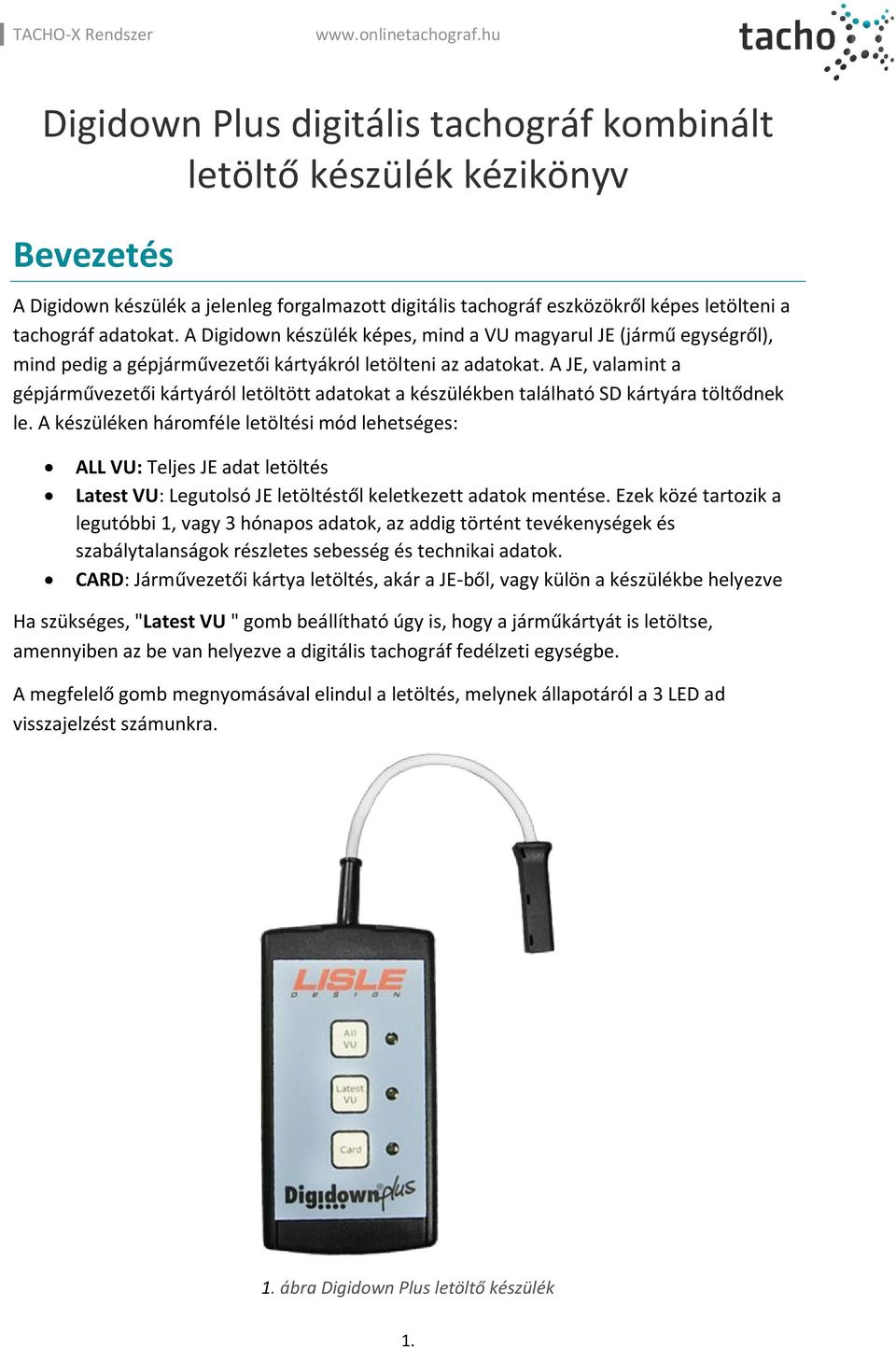 A JE, valamint a gépjárművezetői kártyáról letöltött adatokat a készülékben található SD kártyára töltődnek le.