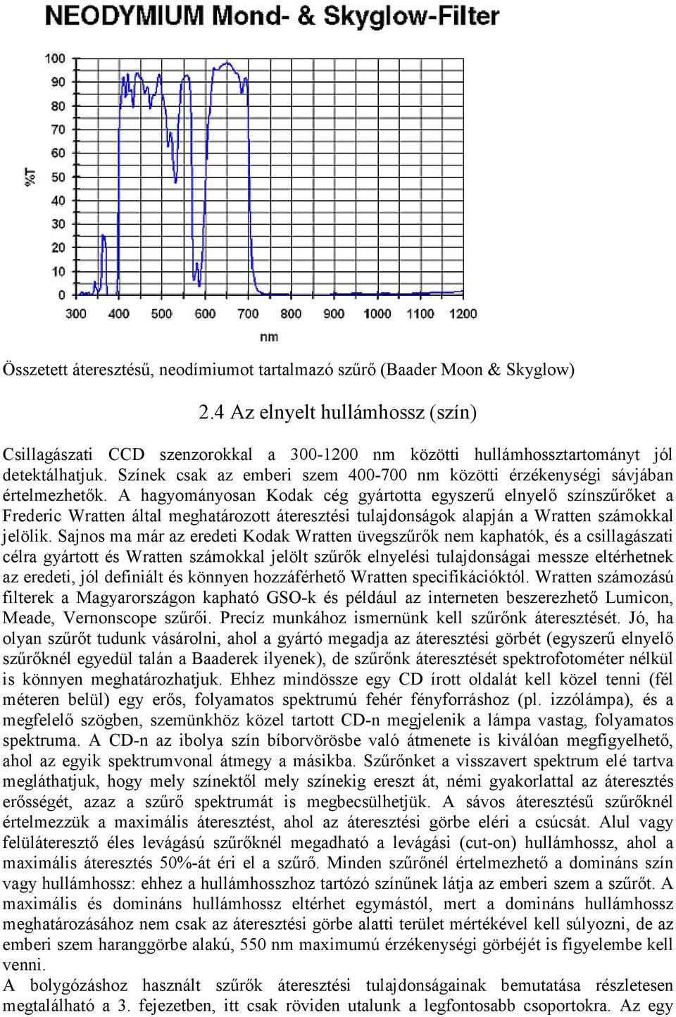 Színek csak az emberi szem 400-700 nm közötti érzékenységi sávjában értelmezhetők.