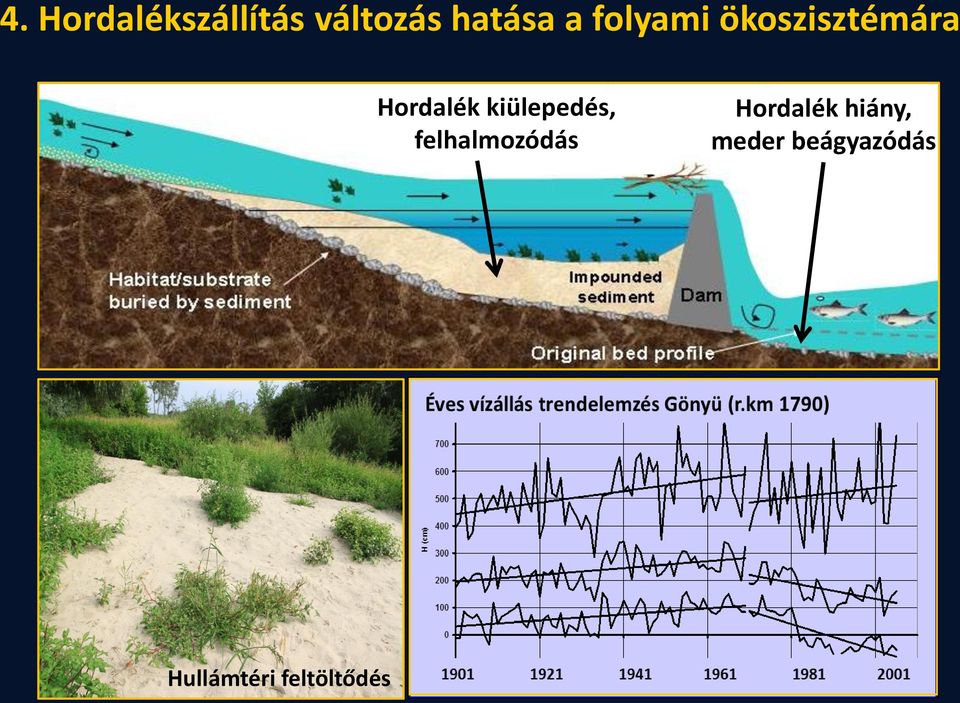 kiülepedés, felhalmozódás Hordalék