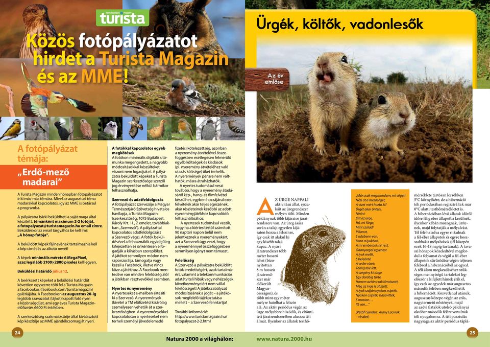 Mivel az augusztusi téma madarakkal kapcsolatos, így az MME is betársul a programba.