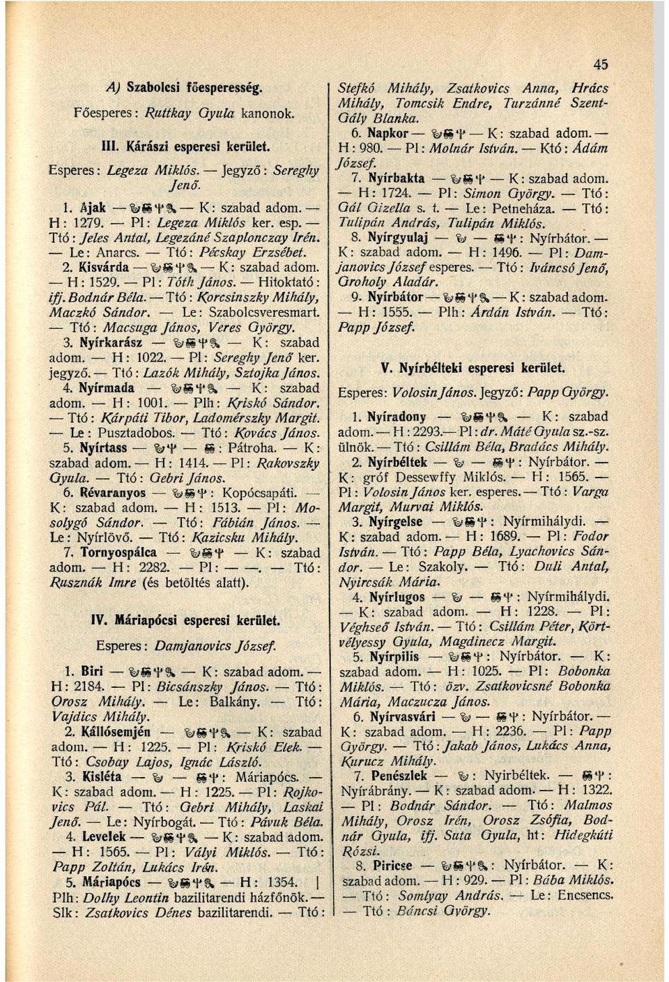 Ttó : Kprcsinszky Mihály, Maczkó Sándor. Le : Szabolcsveresmart. Ttó : Macsuga János, Veres György. 3. Nyírkarász K: szabad adom. H : 1022. Pl : Sereghy Jenő ker. jegyző.