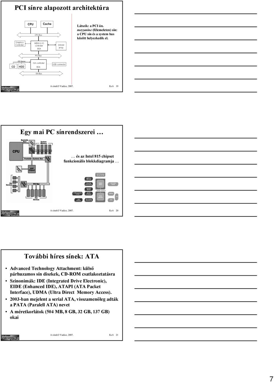 Ea 6 20 További híres sínek: ATA Advanced Technology Attachment: külső párhuzamos sín diszkek, CD-ROM csatlakoztatásra Szinonimák: IDE (Integrated Drive Electronic),