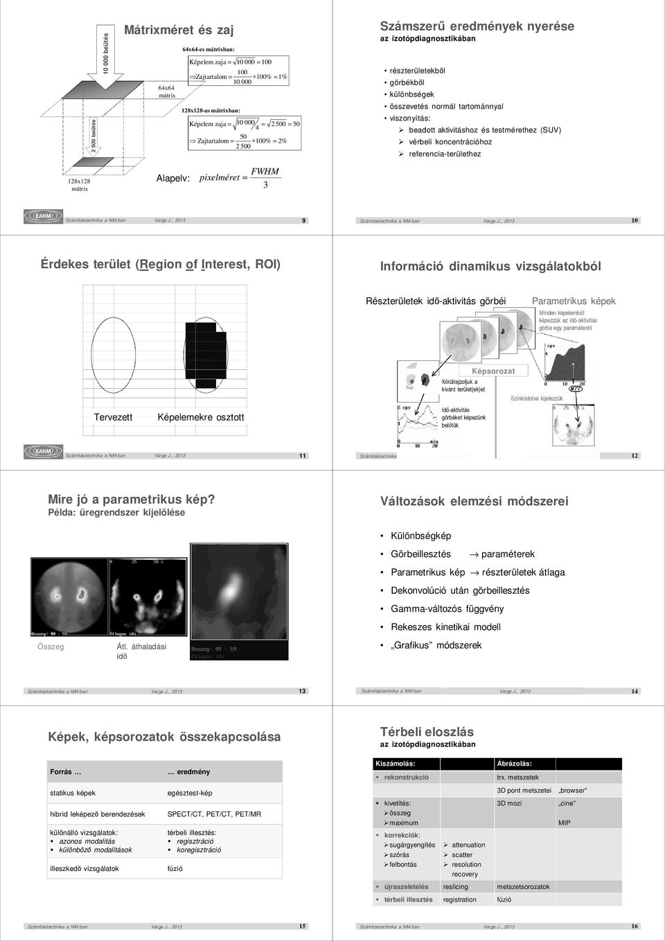 testmérethez (SUV) vérbeli koncentrációhoz referencia-területhez 128x128 mátrix Alapelv: FWHM pixelméret 3 9 10 Érdekes terület (Region of Interest, ROI) Információ dinamikus vizsgálatokból