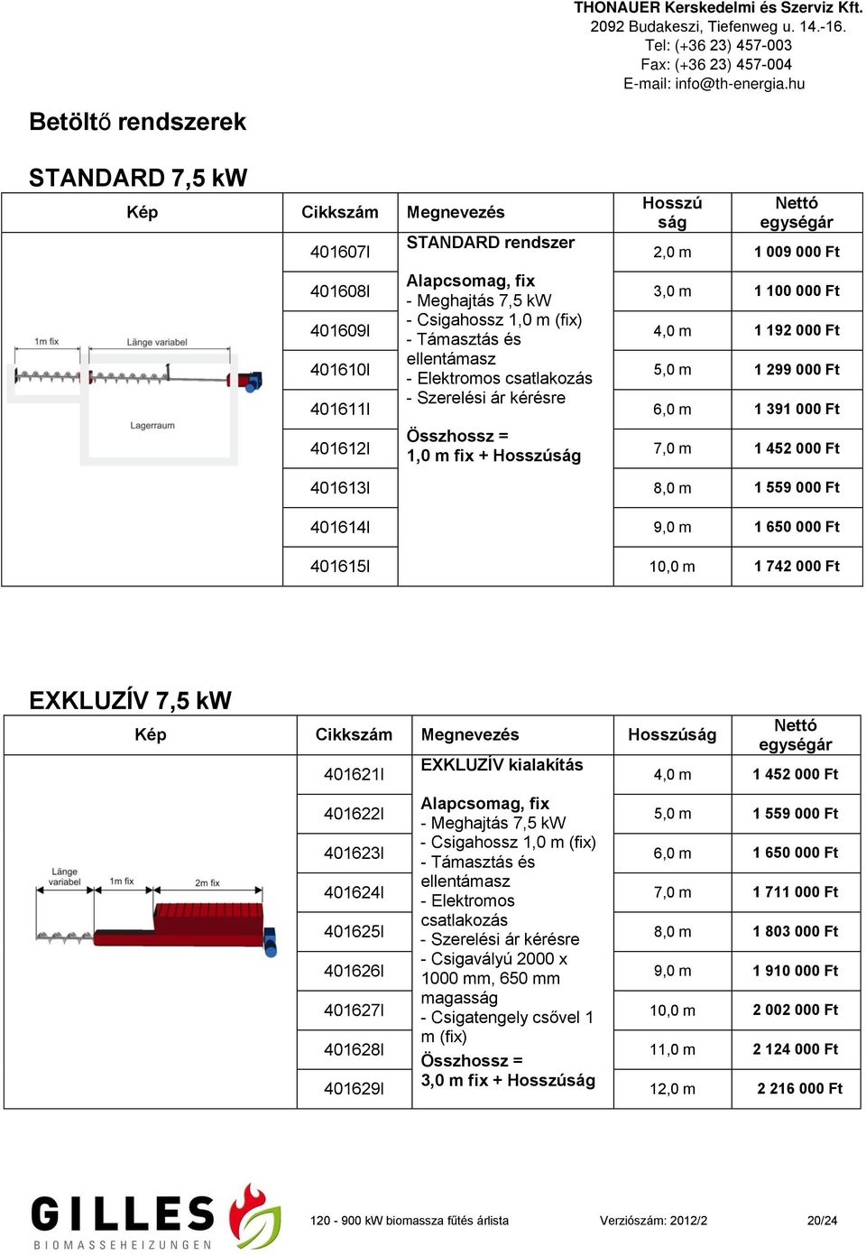 fix + Hosszúság 7,0 m 1 452 000 Ft 401613I 8,0 m 1 559 000 Ft 401614I 9,0 m 1 650 000 Ft 401615I 10,0 m 1 742 000 Ft EXKLUZÍV 7,5 kw Kép Cikkszám Megnevezés Hosszúság 401621I EXKLUZÍV kialakítás